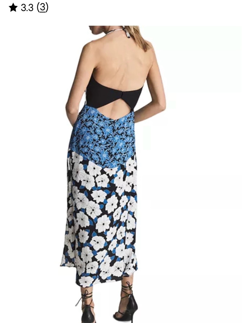 Reiss Floral V-Neck Maxi Dress in Black, White & Blue - Picture 6 of 6